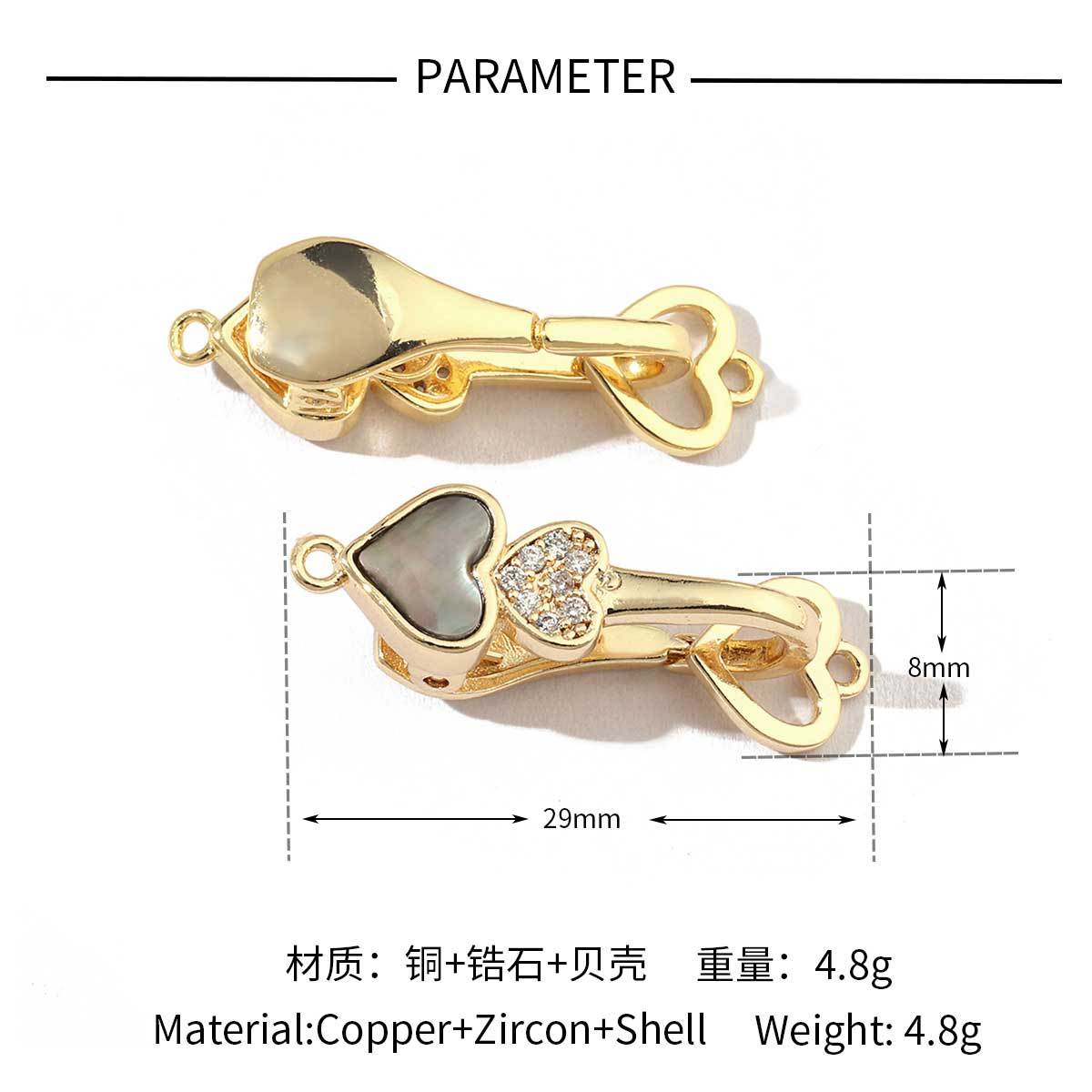Butterfly shell copper zircon removable connecting buckle