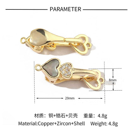Butterfly shell copper zircon removable connecting buckle