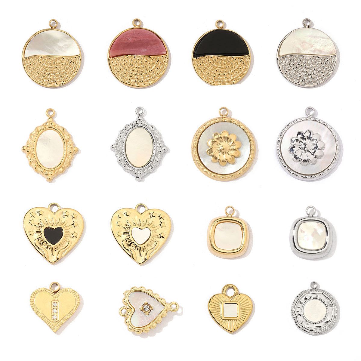 Peach heart round shell titanium steel necklace pendant