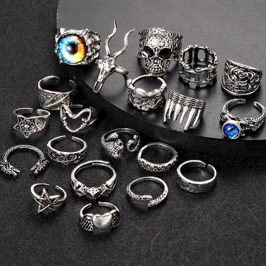 Skull Spider Punk Ring Set (20-piece)
