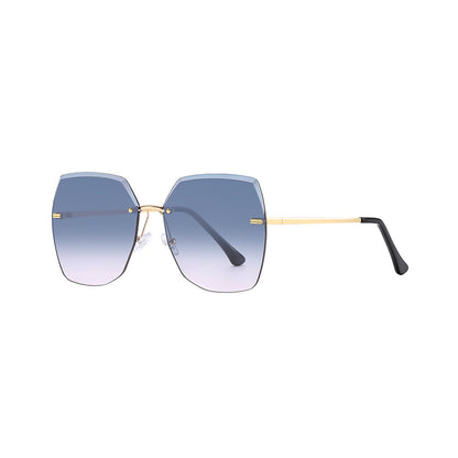 Gafas de sol retro de metal degradado sin montura para mujer al por mayor 