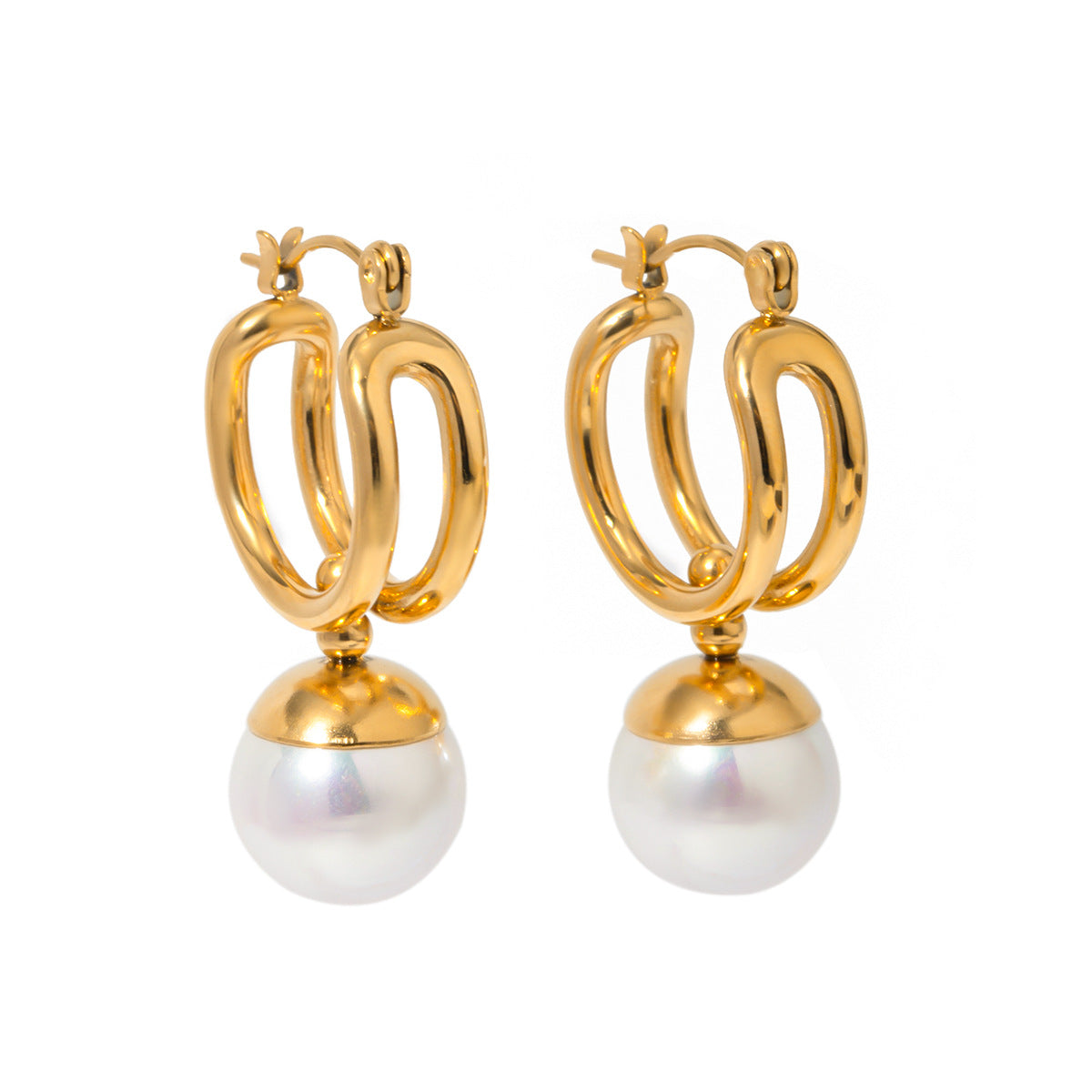 Round Plastic Pearl Earrings