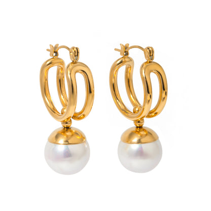 Round Plastic Pearl Earrings