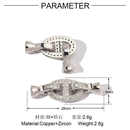 Pig nose copper zircon removable universal buckle connecting buckle