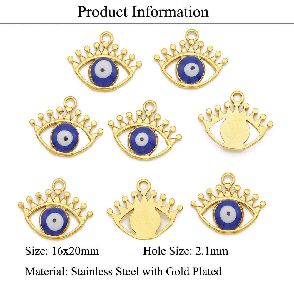 3 pcs/titanium steel eye pendant gold