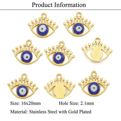 3 pcs/titanium steel eye pendant gold