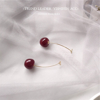 Pendientes de moda con forma de cereza roja