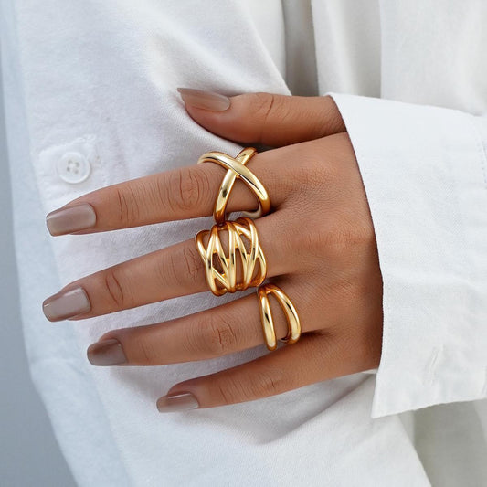 Adjustable 18K Gold Plated Cross Ring