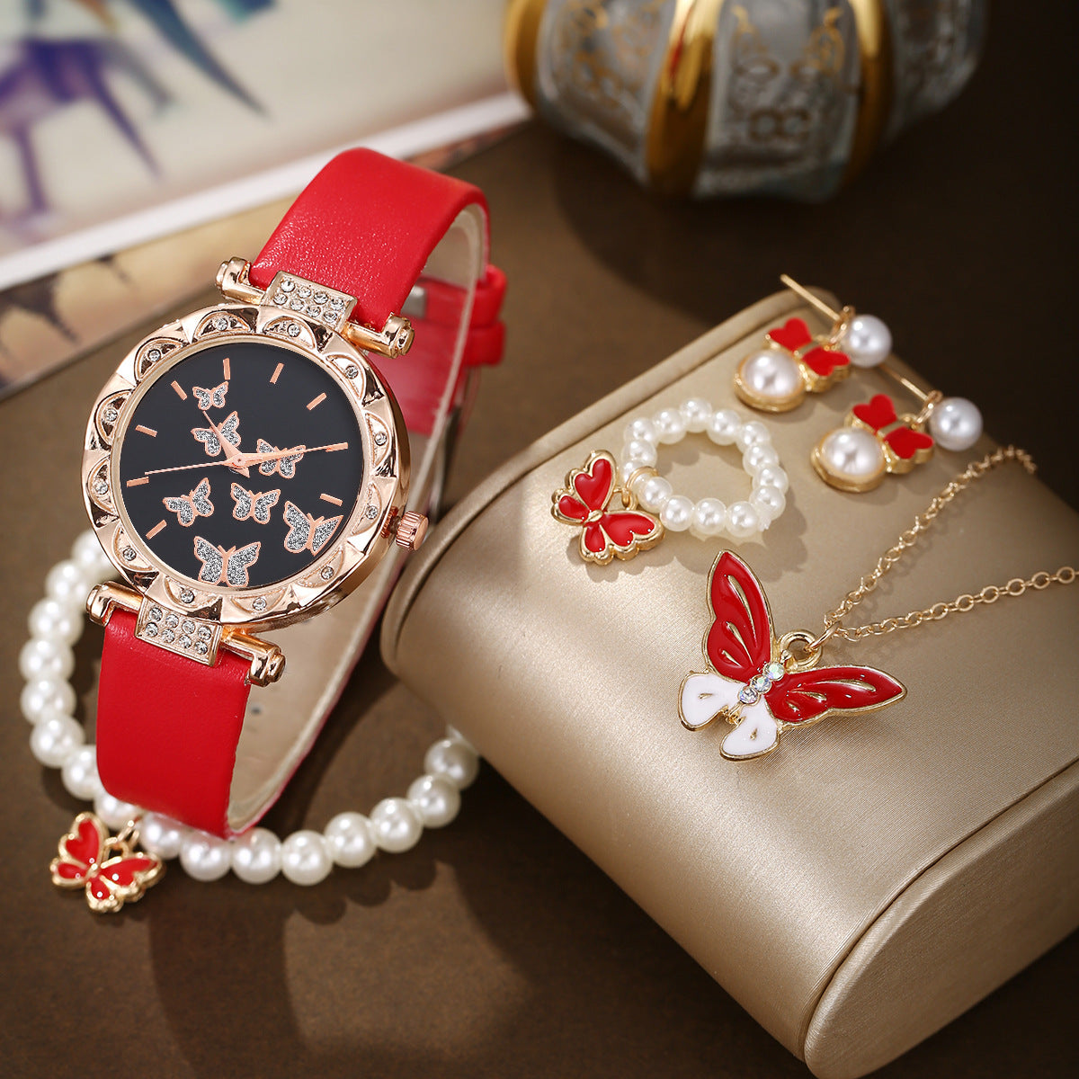 Watch Pearl Butterfly Love Jewelry Set