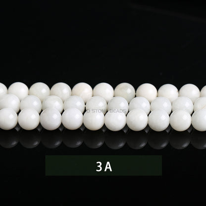Grade A natural white moonstone round beads