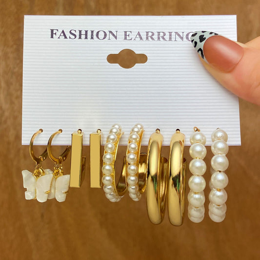 Pearl Stud Earring Set (5-Piece)