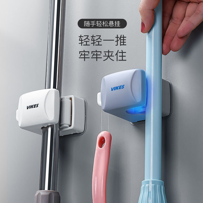 Soporte para fregona para el hogar, sin taladros, montaje en pared, con clip fijo 