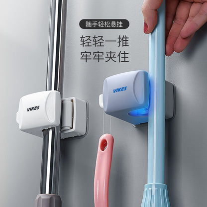 Soporte para fregona para el hogar, sin taladros, montaje en pared, con clip fijo 