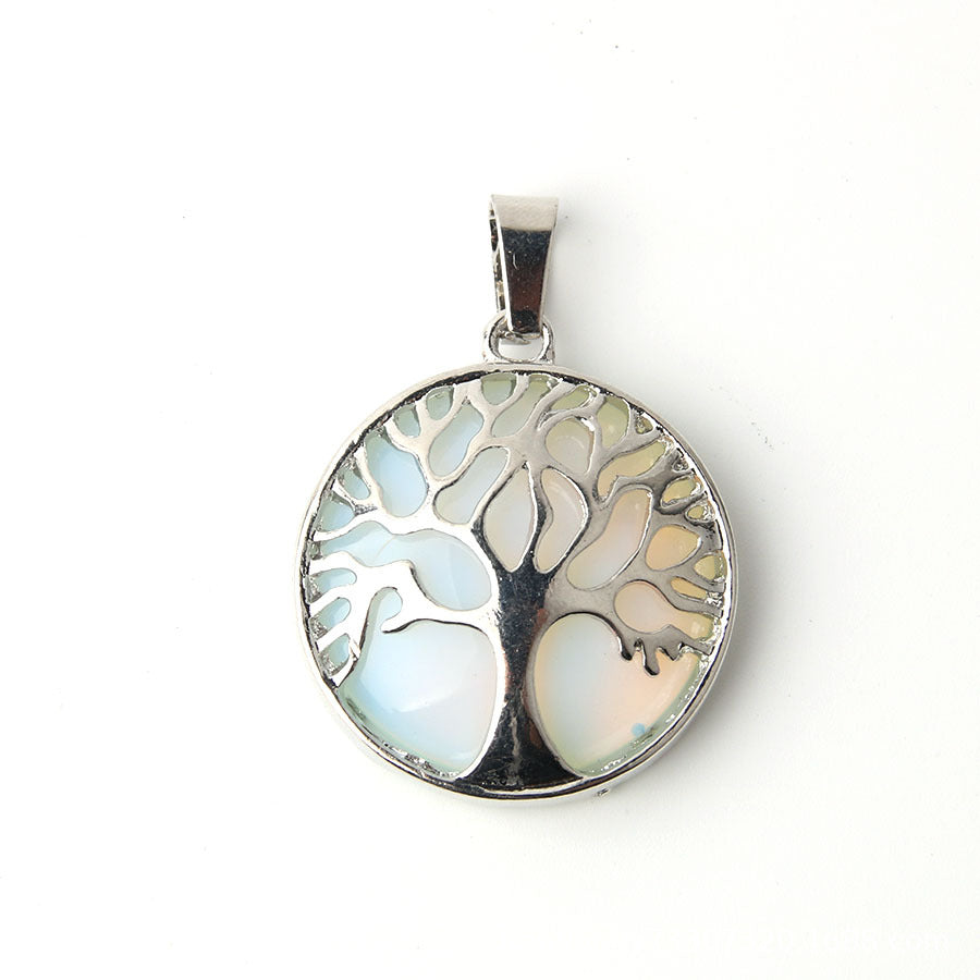 Crystal Tree of Life Round Pendant