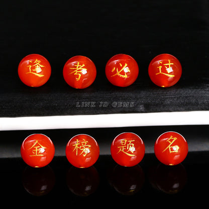 Agate bronzing double-sided word round beads