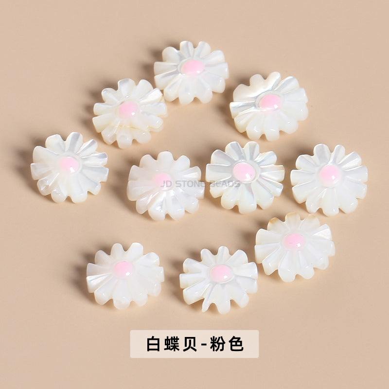 12Mm multi-colored shell small daisy loose beads