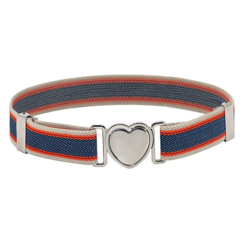 Silver Heart Buckle Adjustable Kids Belt