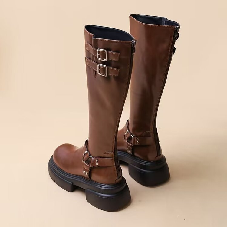 Vintage Skinny Platform Knight Boots