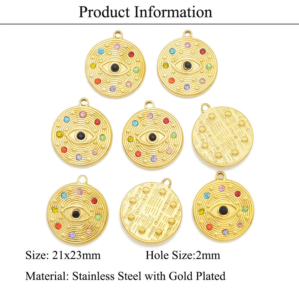 3 pcs/titanium steel eye pendant gold