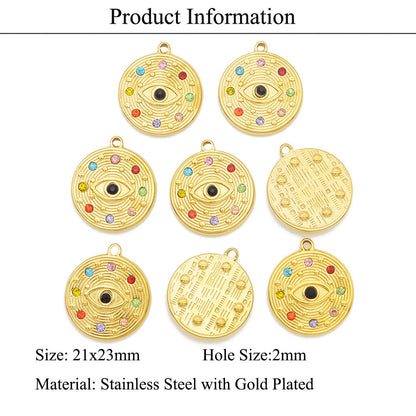 3 pcs/titanium steel eye pendant gold