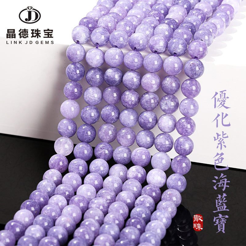 Purple Aquamarine Loose Beads Chalcedony Round Beads