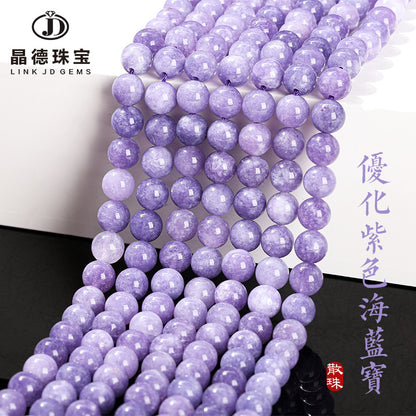 Purple Aquamarine Loose Beads Chalcedony Round Beads