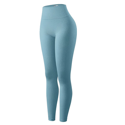Threaded Leggings Trousers Seamless Yoga Pants High Waist