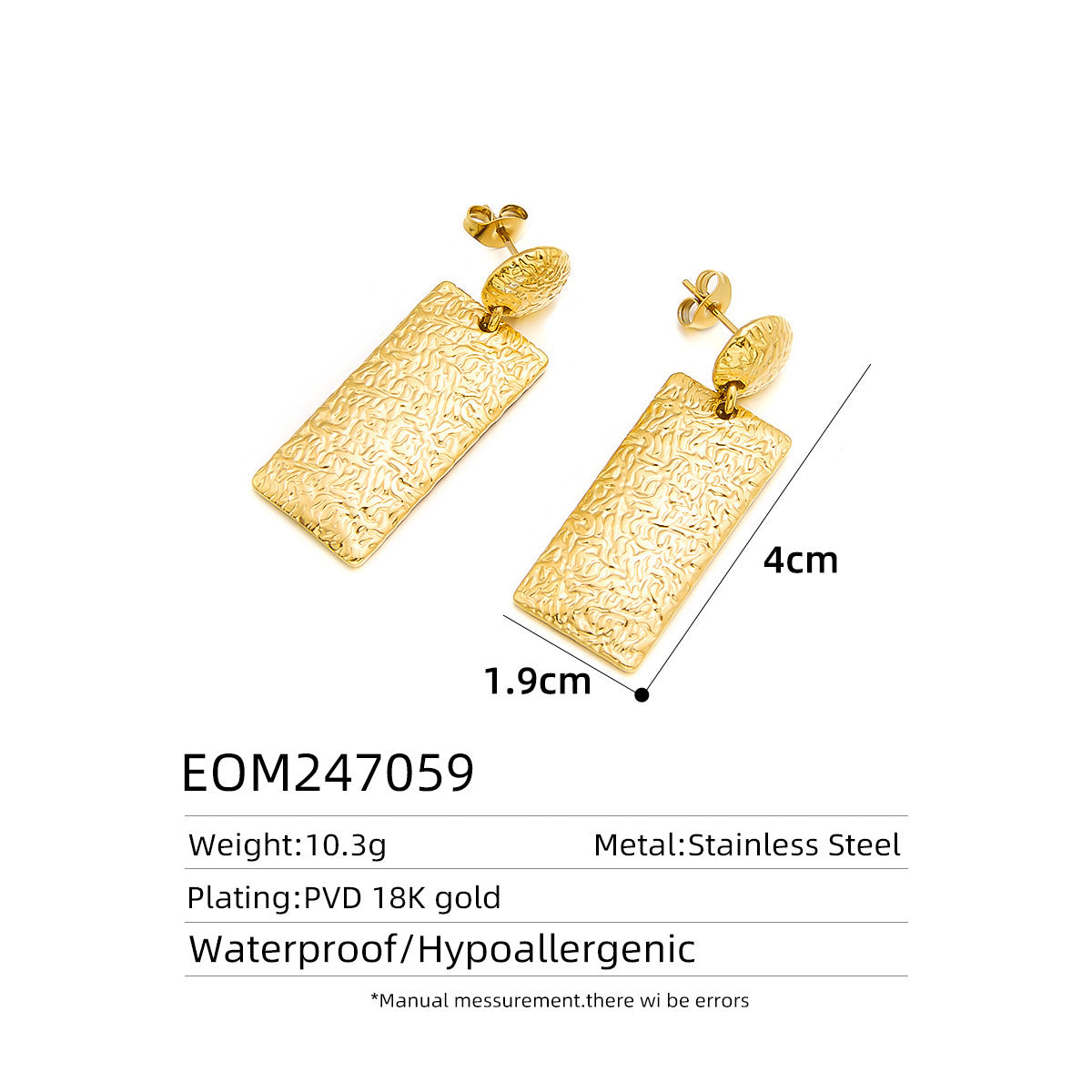 18K Gold Titanium Steel Stud Earrings