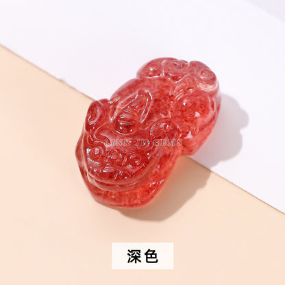 18 * 10Mm natural pigeon blood red strawberry crystal Pixiu Seiko engraving
