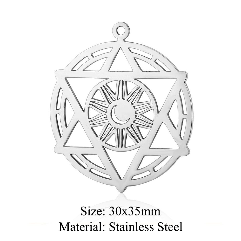 5 pcs/pack geometric shaped cosmic water drop titanium steel pendant