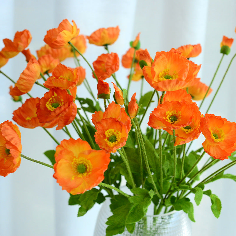 4 artificial poppy flowers