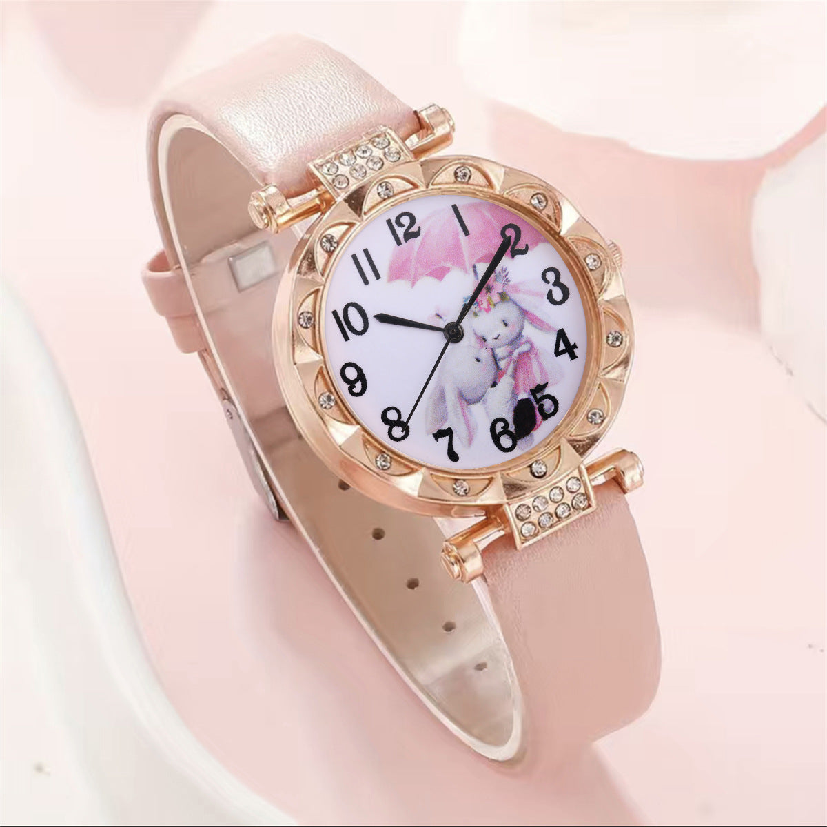 Cartoon Watch Pearl Butterfly Pendant Jewelry Set