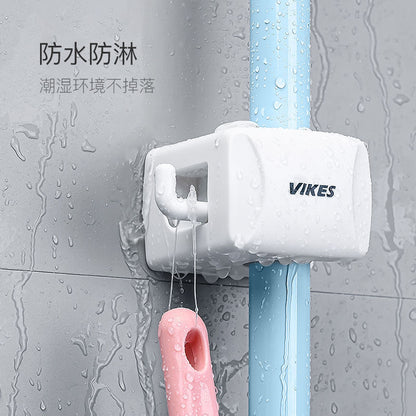 Soporte para fregona para el hogar, sin taladros, montaje en pared, con clip fijo 