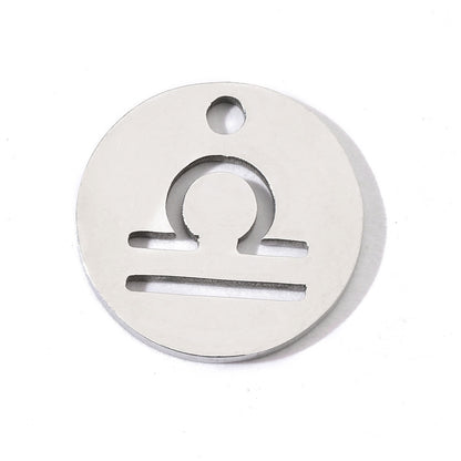 20 pcs/pack simple steel color twelve constellations titanium steel pendant