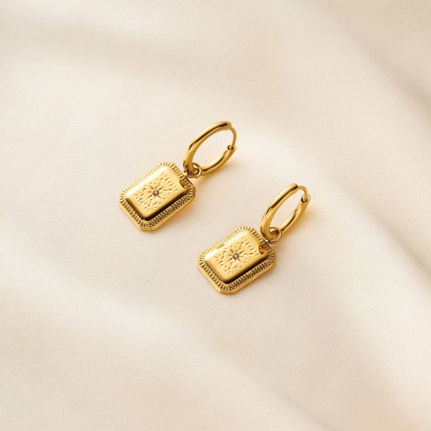 Octagram Diamond Square Earrings