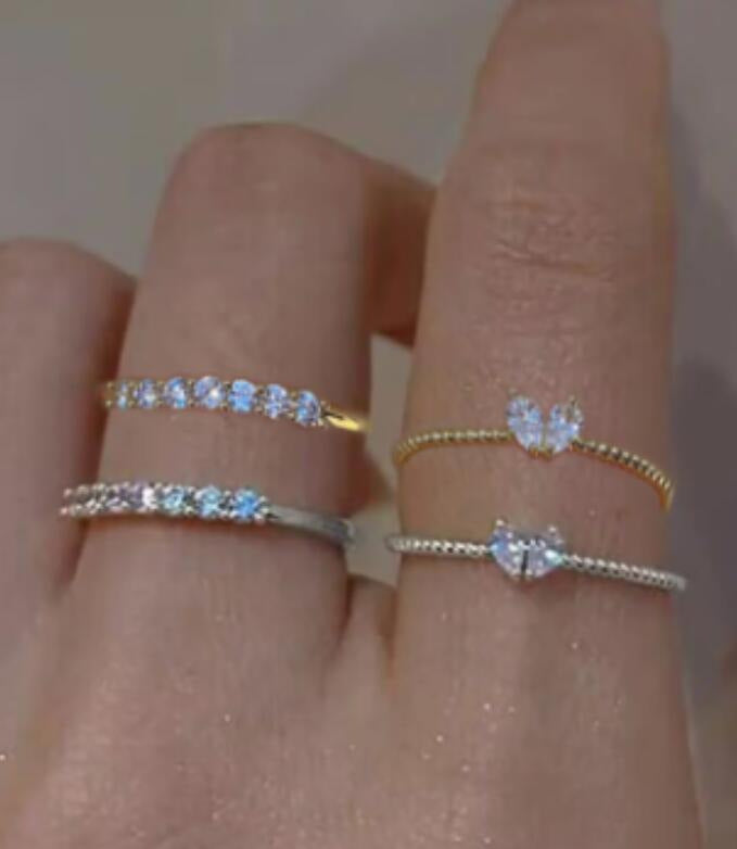 Rhinestone Peach Heart Ring