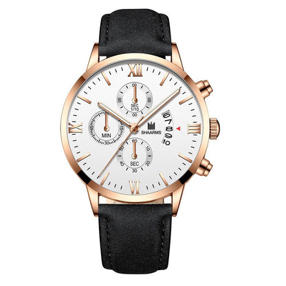 False three-eye calendar watch quartz watch
