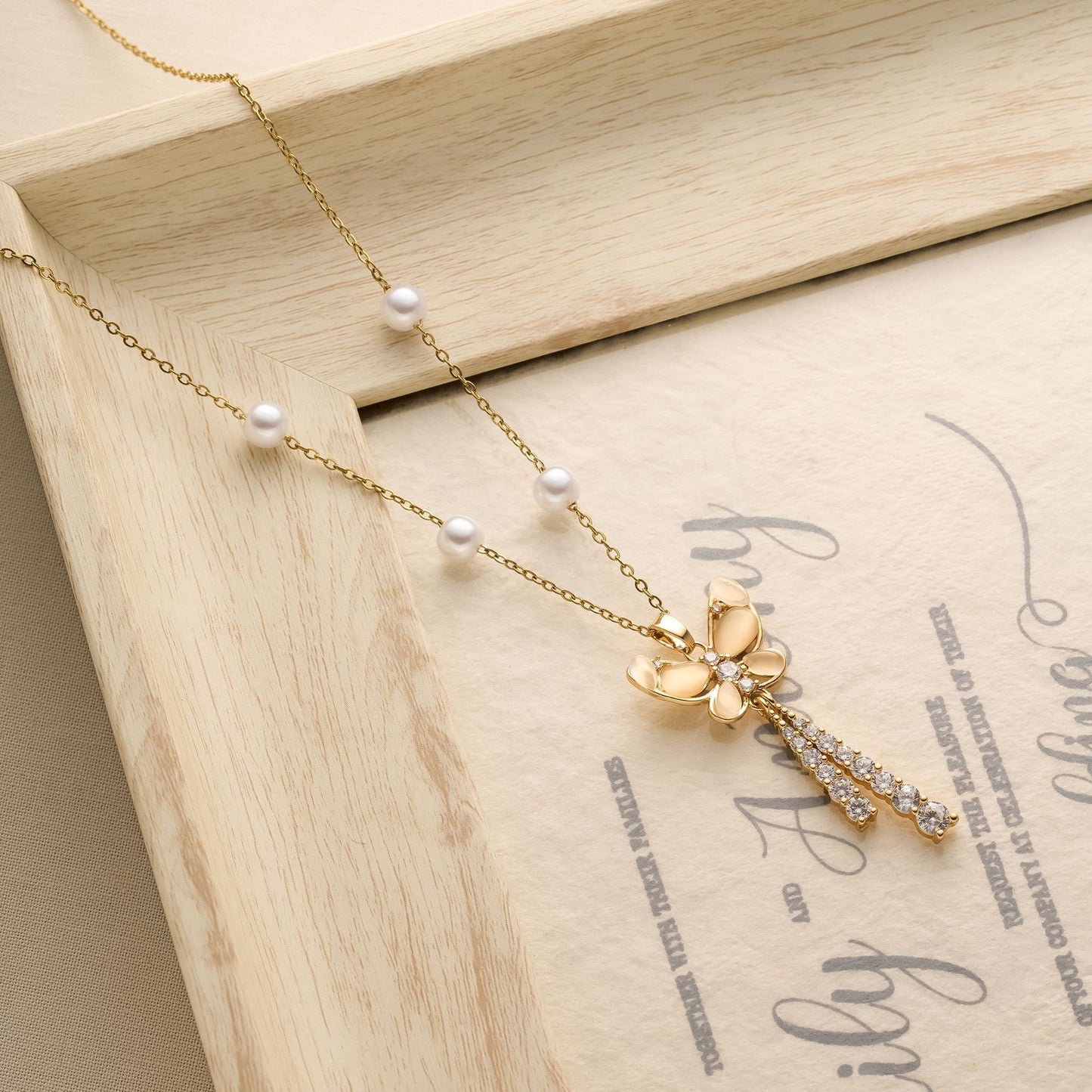 Pearl Tassel Butterfly Necklace