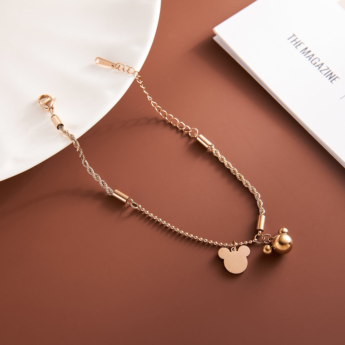 Women's Mickey Mouse Twisted Rice-Bead Bracelet — Non-Fading