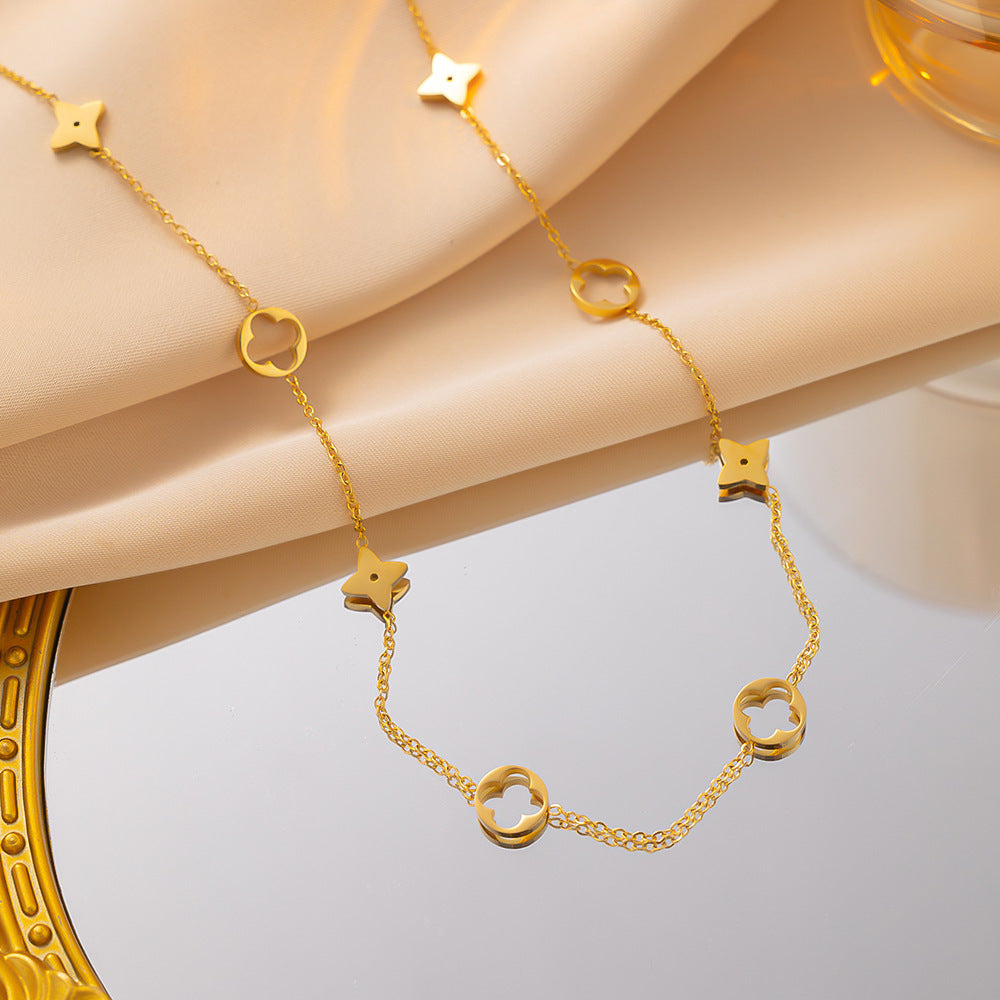 Women's Gold Titanium Steel Clavicle Necklace — Light Luxury