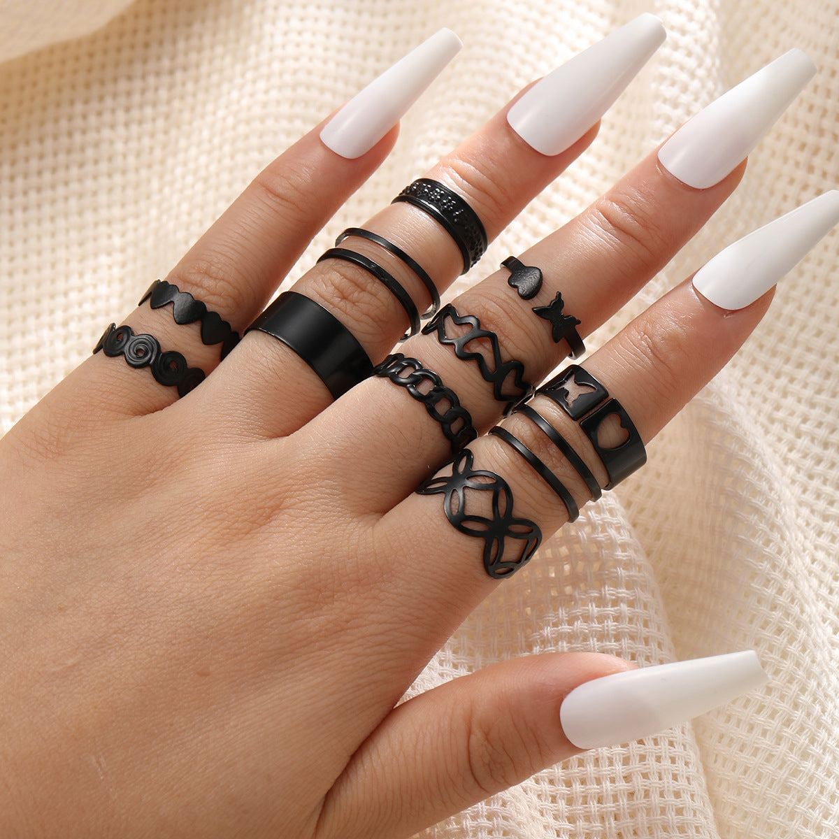 Hollow Butterfly Ring Set