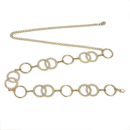 Ring, double ring rhinestone waist chain