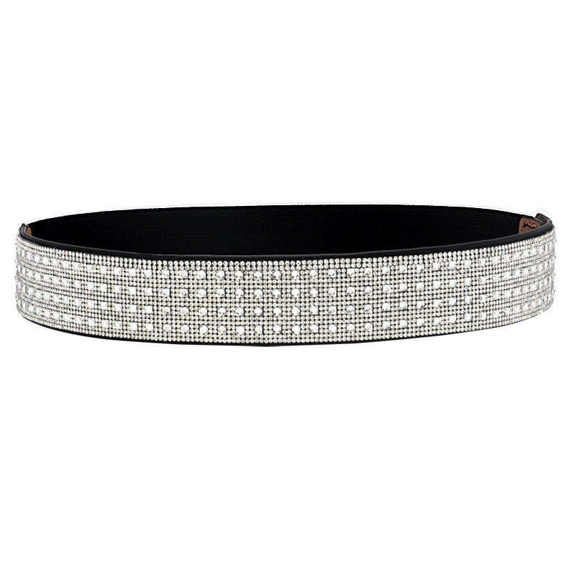 Handmade rhinestone inlaid elastic waist seal