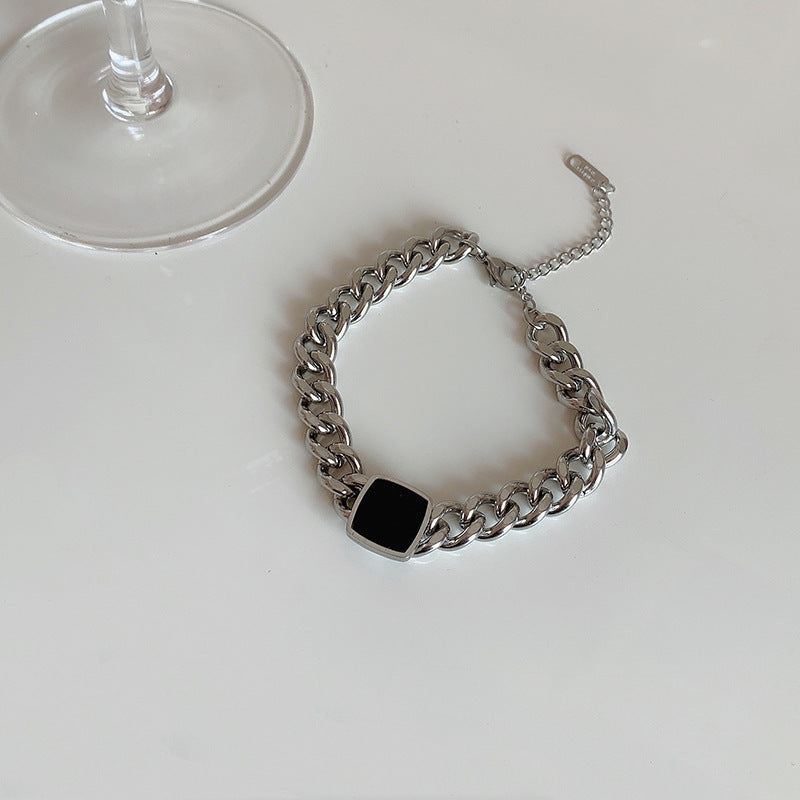 Black square necklace