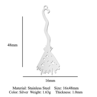 5 pcs/titanium steel magic witch broom necklace pendant