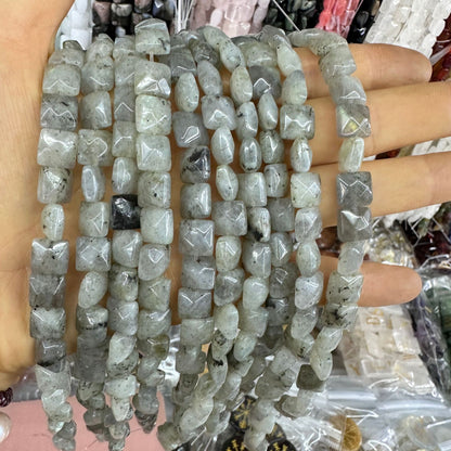 8*8MM 25pcs/string natural stone cut square loose beads