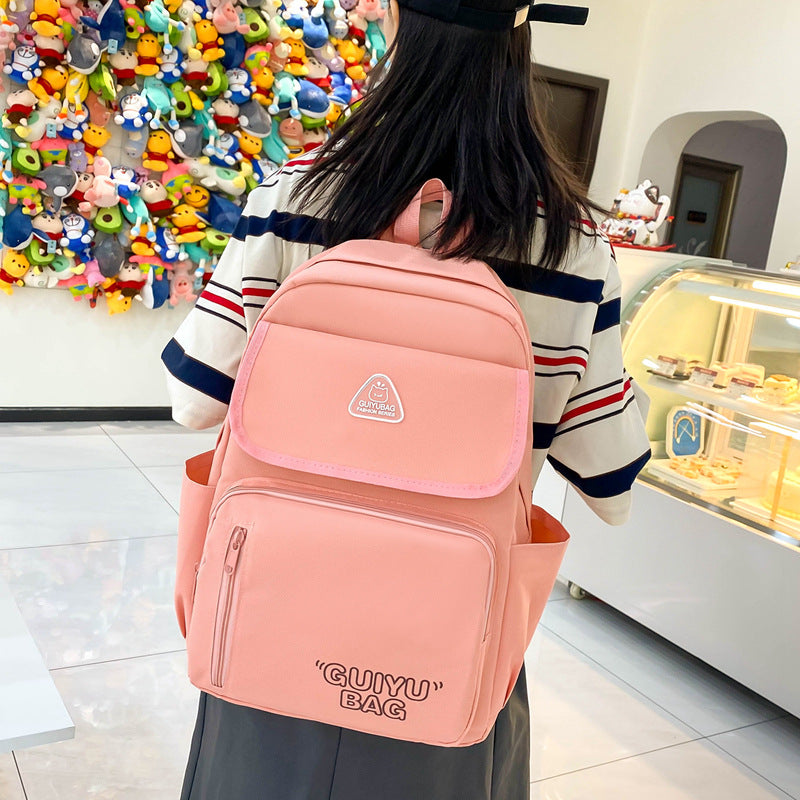 Fashionable solid color simple large capacity backpack