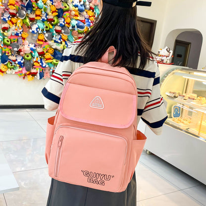 Fashionable solid color simple large capacity backpack