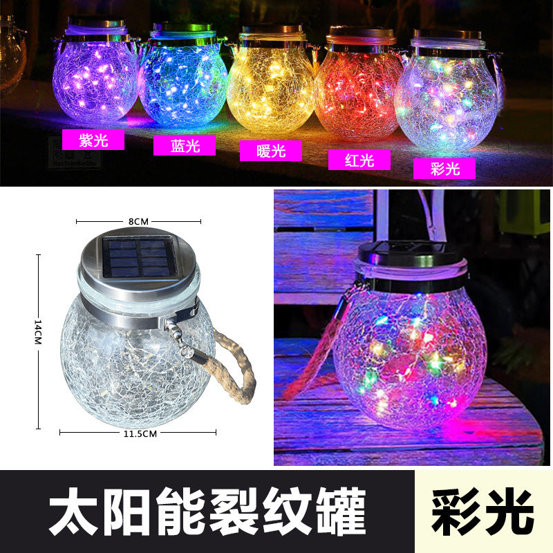 Luz solar para grietas, luz colgante de vidrio para jardín al aire libre 