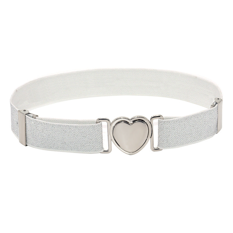 Silver Heart Buckle Adjustable Kids Belt